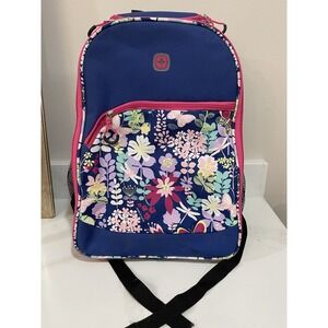 SwissGear Rolling Backpack Kids Travel School Retractable Handle Pink Floral LN